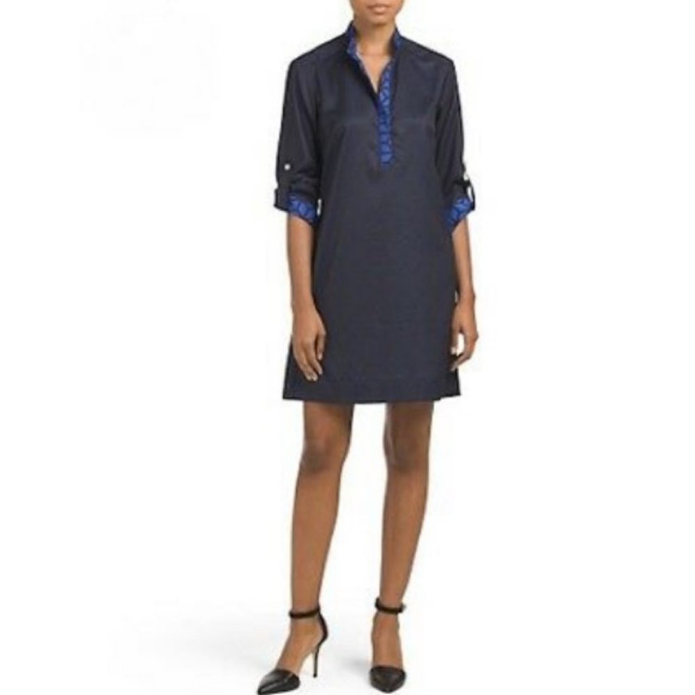 💙HUTCH💙NWT GEO PRINTED SHIRT DRESS IN NAVY💙